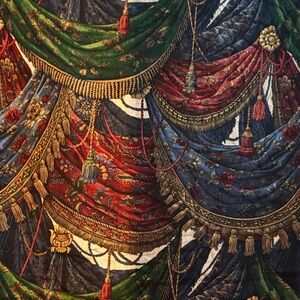 Vintage Kravet Multi colored Royal trim and Tassels Cotton Fabric